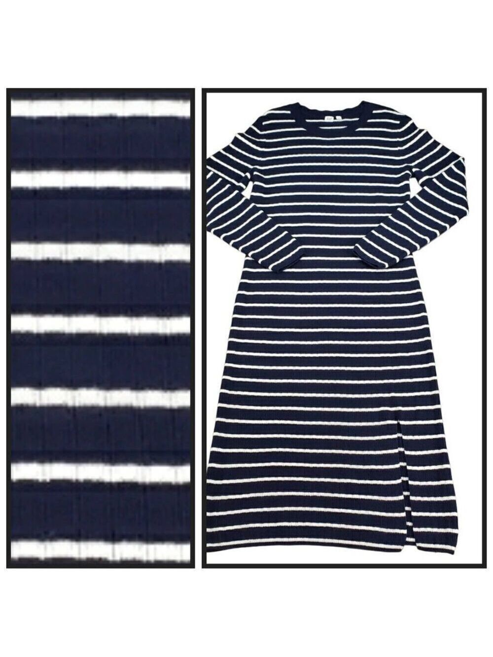 NWT GAP Women's Navy White Striped Ribbed Knit Sweater Dress XL Long Sleeve